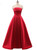 Red Satin Strapless Bow Formal Prom Dress