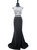 Black Mermaid Backless Two Piece Beading Crystal Prom Dress