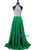 Green Chiffon Halter Beading Crystal Prom Dress