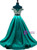 Green Two Piece Satin Appliques Prom Dress