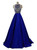 Royal Blue Satin Crystal Beading Prom Dress