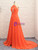 Orange Chiffon Halter Backless Prom Dress