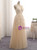 Champagne Tulle 3D Appliques V-neck Prom Dress