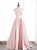 Pink Strapless Satin Tulle Pearls Prom Dress