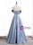 Fashion Blue Satin Strapless Pearls Prom Dress