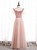 Pink Tulle Square Short Sleeve Pearls Prom Dress