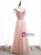 Pink Tulle Square Short Sleeve Pearls Prom Dress