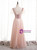 Pink Tulle Square Short Sleeve Pearls Prom Dress