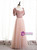 Pink Tulle Velvet Short Sleeve Pearls Prom Dress
