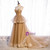 Gold Tulle Spaghetti Straps Prom Dress