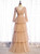 Tulle V-neck Long Sleeve Pleats Prom Dress