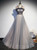 A-Line Gray Tulle Beaidng Prom Dress