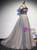 A-Line Gray Tulle Beaidng Prom Dress
