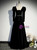 Black Velvet Square Long Sleeve Beading Prom Dress