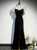 Black Velvet Square Puff Sleeve Prom Dress