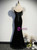 Black Velvet Square Puff Sleeve Prom Dress