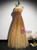 Gold Tulle Sequins One Shoulder Crystal Prom Dress