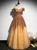 Gold Sequins Off the Shoulder Prom Dress