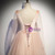 Pink Tulle Square Long Sleeve Beading Prom Dress