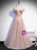 Pink Tulle Sequins Off the Shoulder Beading Prom Dress