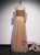 Champagne Tulle Cold Shoulder Pearls Prom Dress