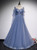 Tulle Square Long Sleeve Beading Prom Dress