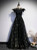 Black Tulle Sequins Off the Shoulder Prom Dress