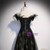 Black Tulle Sequins Off the Shoulder Prom Dress