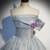 Shinning Silver Gray Tulle Strapless Prom Dress