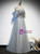 Gray Tulle Appliques Beading Prom Dress