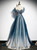 Blue Tulle Sequins Beading Appliques Porm Dress