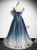Blue Tulle Sequins Beading Appliques Porm Dress