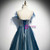 Blue Tulle Sequins Beading Appliques Porm Dress