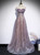 Purple Strapless Sequins Pleats Prom Dress