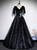 Black Tulle Sequins V-neck Appliques Prom Dress