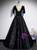 Black Tulle Sequins V-neck Appliques Prom Dress