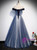 Blue Tulle Sequins Off the Shoulder Beading Prom Dress