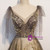 Gray Tulle Sequins V-neck Crystal Prom Dress