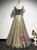 Gray Tulle Sequins V-neck Pleats Prom Dress