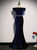 Navy Blue Mermaid Velvet Stay Prom Dress