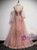 Pink Tulle Sequins Long Sleeve Open Back Prom Dress