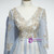 Blue Tulle Sequins V-neck Long Sleeve Prom Dress
