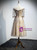 Gold Tulle Sequins Short Sleeve Tea Length Prom Dress