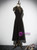 Black Cap Sleeve Sequins Tea Length Prom Dress
