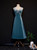 Blue Straps Velvet Beading Tea Length Prom Dress