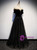 Black Tulle Velvet Short Sleeve Prom Dress