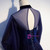 Navy Blue Tulle Velvet High Neck Backless Prom Dress