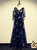 Navy Blue Star Sequins V-neck Prom Dress