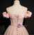 Pink Tulle Off the Shoulder Beading Prom Dress