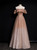 Queenly Coffee Tulle Sequins Prom Dress
